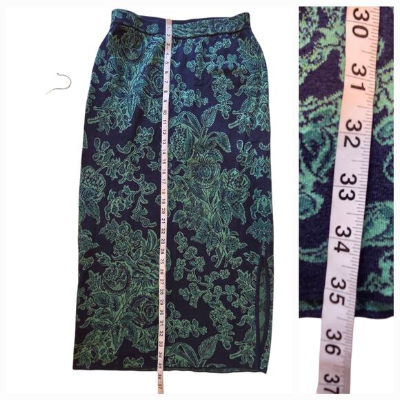 Peruvian Connection Long Knit Sweater Skirt floral pencil sz M Pima Cotton - Picture 7 of 10
